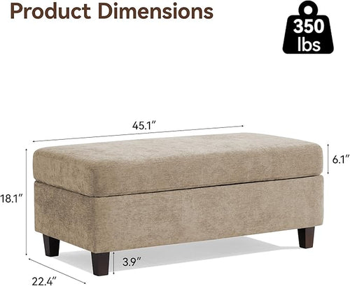 45 Inch Large Storage Ottoman Bench - Image 2