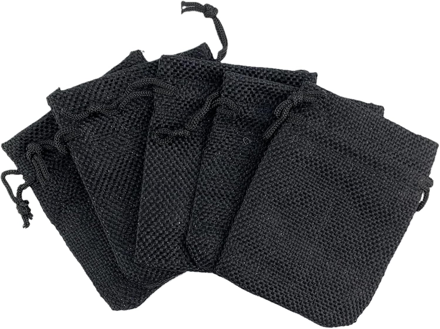 Palmhomee Pack of 25 Burlap Gift Bags with Drawstring Linen Jewelry Pouches Wedding Hessian Jute Bags for Birthday and Treat Pouches Party Wedding Favors Gift (3.6x4.8 Inch, Black)