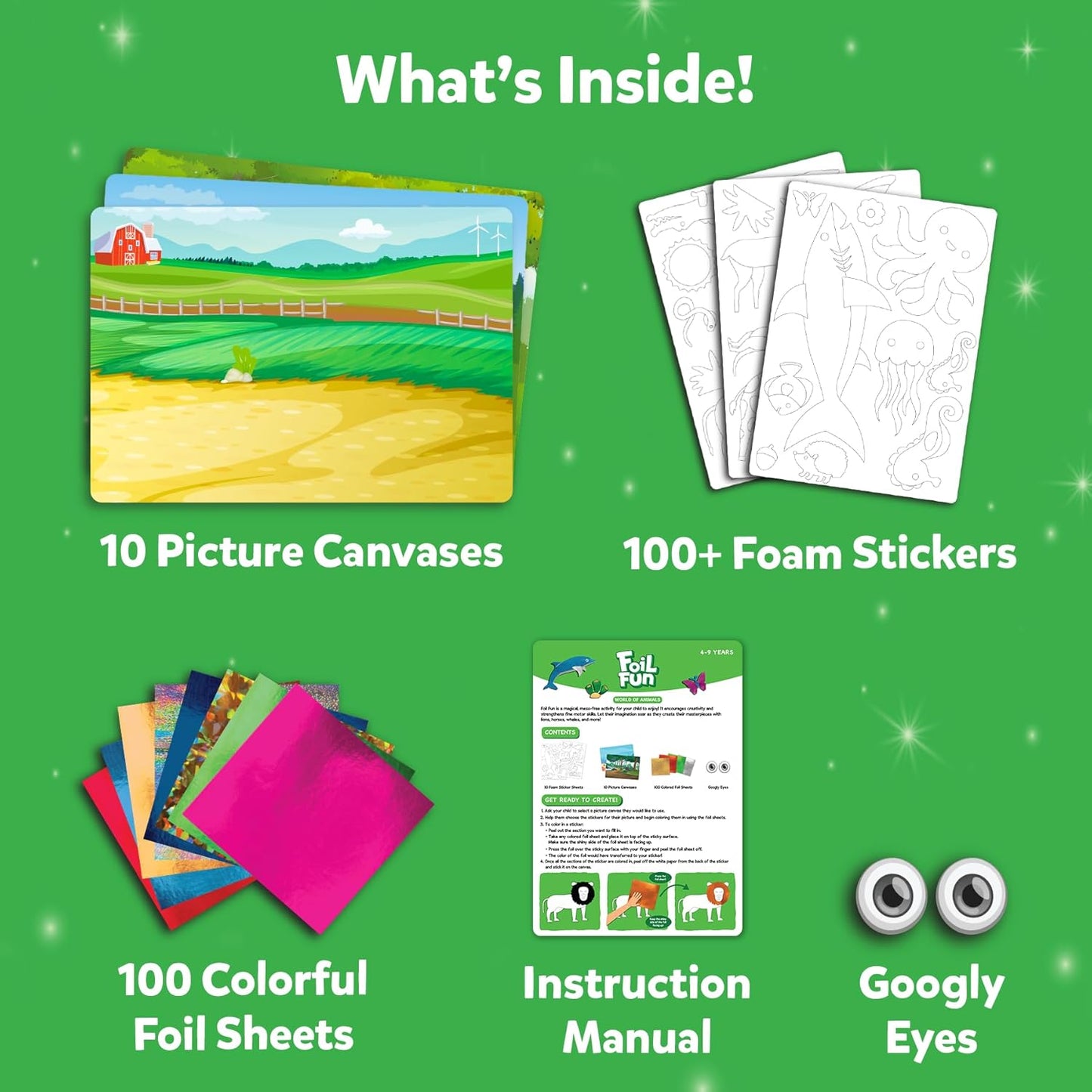 Skillmatics Foil Fun - Animals, No Mess Art for Kids, Travel Toys, Craft Kits, DIY Creative Activity, Christmas Gifts for Boys & Girls Ages 4, 5, 6, 7, 8, 9