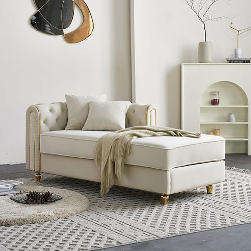 66.9" W Velvet Chaise Lounger by Unknown