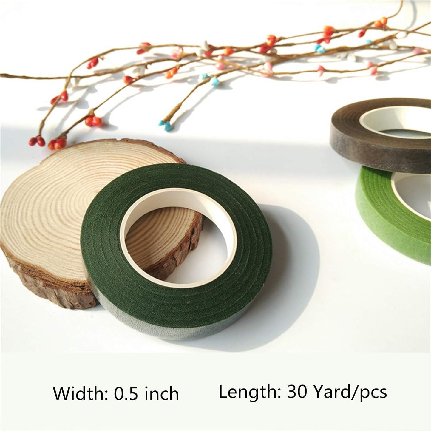 Transun Moo 4 Rolls 1/2 Inch Floral Tapes Florist Wraps for Bouquet Stem and Flowers Making Craft Projects (30 Yards, Brown)
