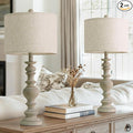 BOBOMOMO 27" Antique Gray Table Lamps Set of 2, Large Farmhouse Resin Lamps by BOBOMOMO
