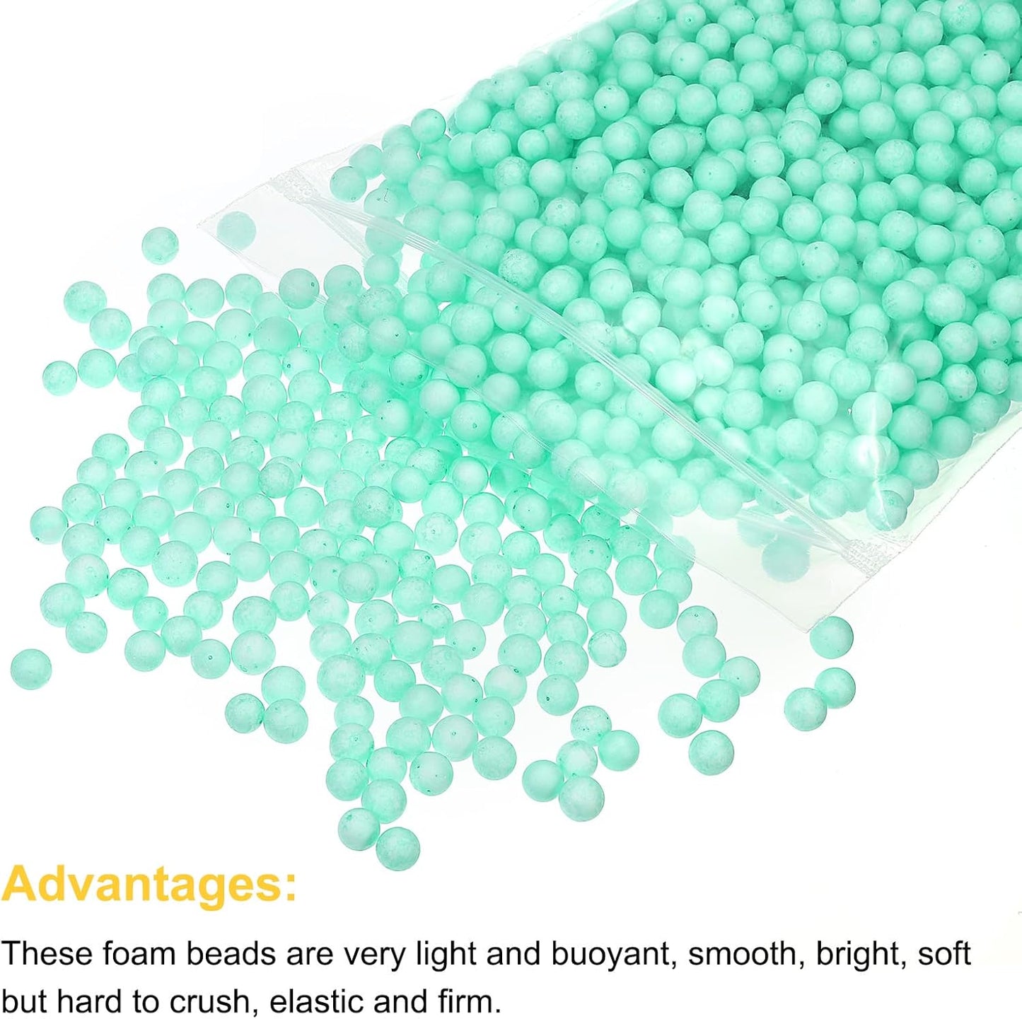 MECCANIXITY Foam Beads Foam Balls 7-9mm for Wedding and Party Decorations, Tiny Packing Balls, Arts DIY Crafts Supplies (Green,1 Pack Approx 3000pcs)