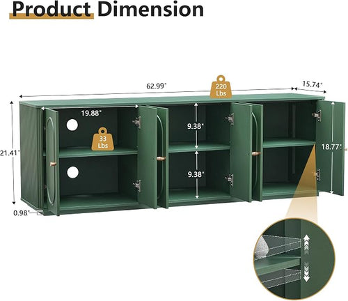 63'' Fluted Sideboard Buffet Cabinet - Image 2