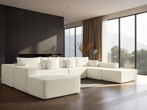 138" Cloud Sectional Couch, Comfort U Shaped Sofa by VYUXWO