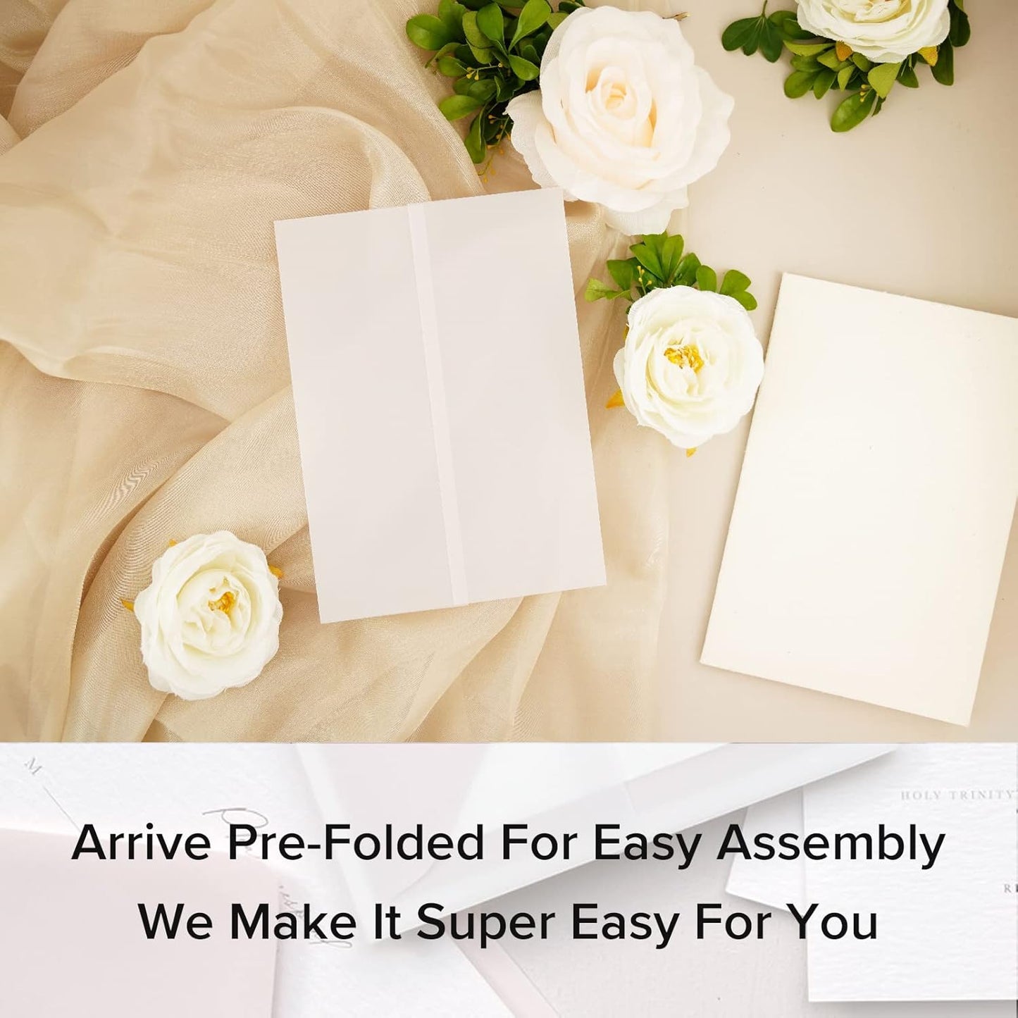 Puremigo 30 Pack Luxury Pre-Folded Vellum Jackets for 5x7 Invitations - Vellum Paper 5x7 Jackets - 115GSM Vellum Wedding Invitations Wraps - Transparent Wedding Invitations Jacket