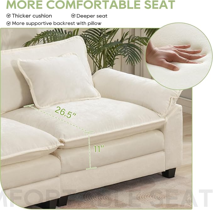 Oprisen 154" Modular Sectional Sofa, Comfy Cloud Couch Sectional Sofa - Image 4