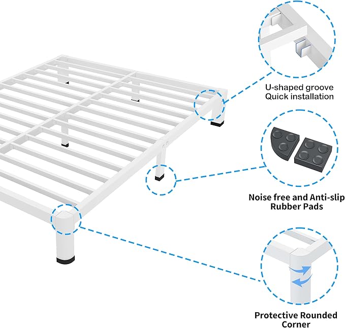 ROIL 7 Inch White Full Bed Frame - Image 5