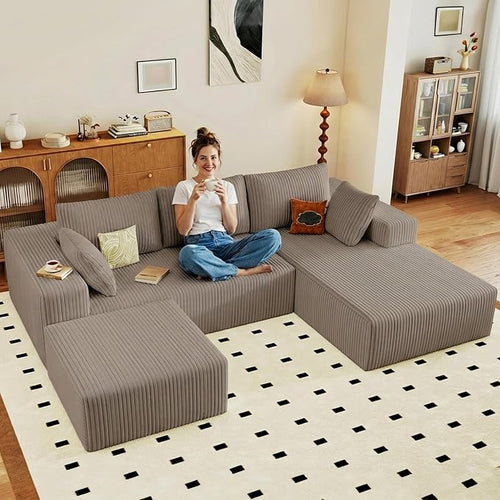 95" Cloud Sectional Couch U-Shaped Chaise by ODUWA