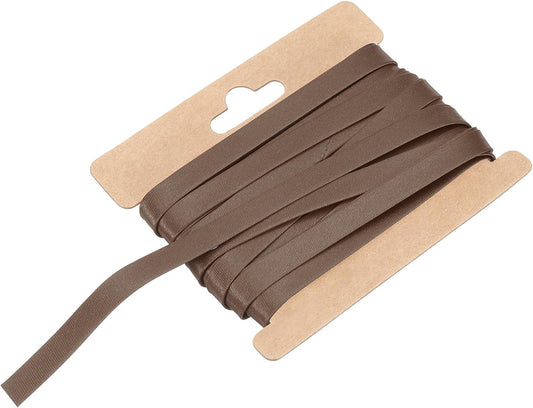 MECCANIXITY Double Fold Bias Tape for Sewing 1/3 Inch x 6 Yards Satin Pre-fold Continuous Binding Tape for Seaming Quilting Hemming Binding DIY Crafts, Brown