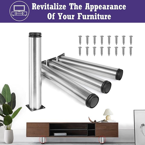 14 Inch Metal Furniture Legs Stainless Steel Adjustable Legs Silver Metal Legs - Image 2