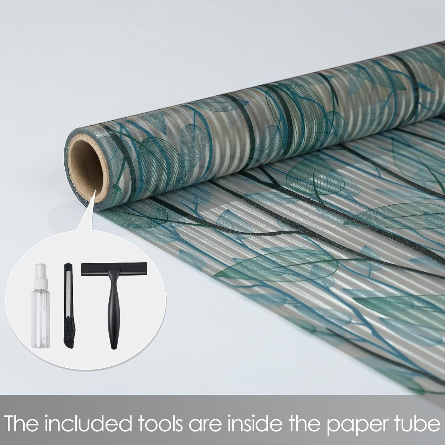 DKTIE Nature Pattern Rainbow Window Film Decorative Stained Glass Window Film Static Cling Films Easy Apply Removable Comes with Tools (U1747-Reeded Glass, 35.4" x 118.1")