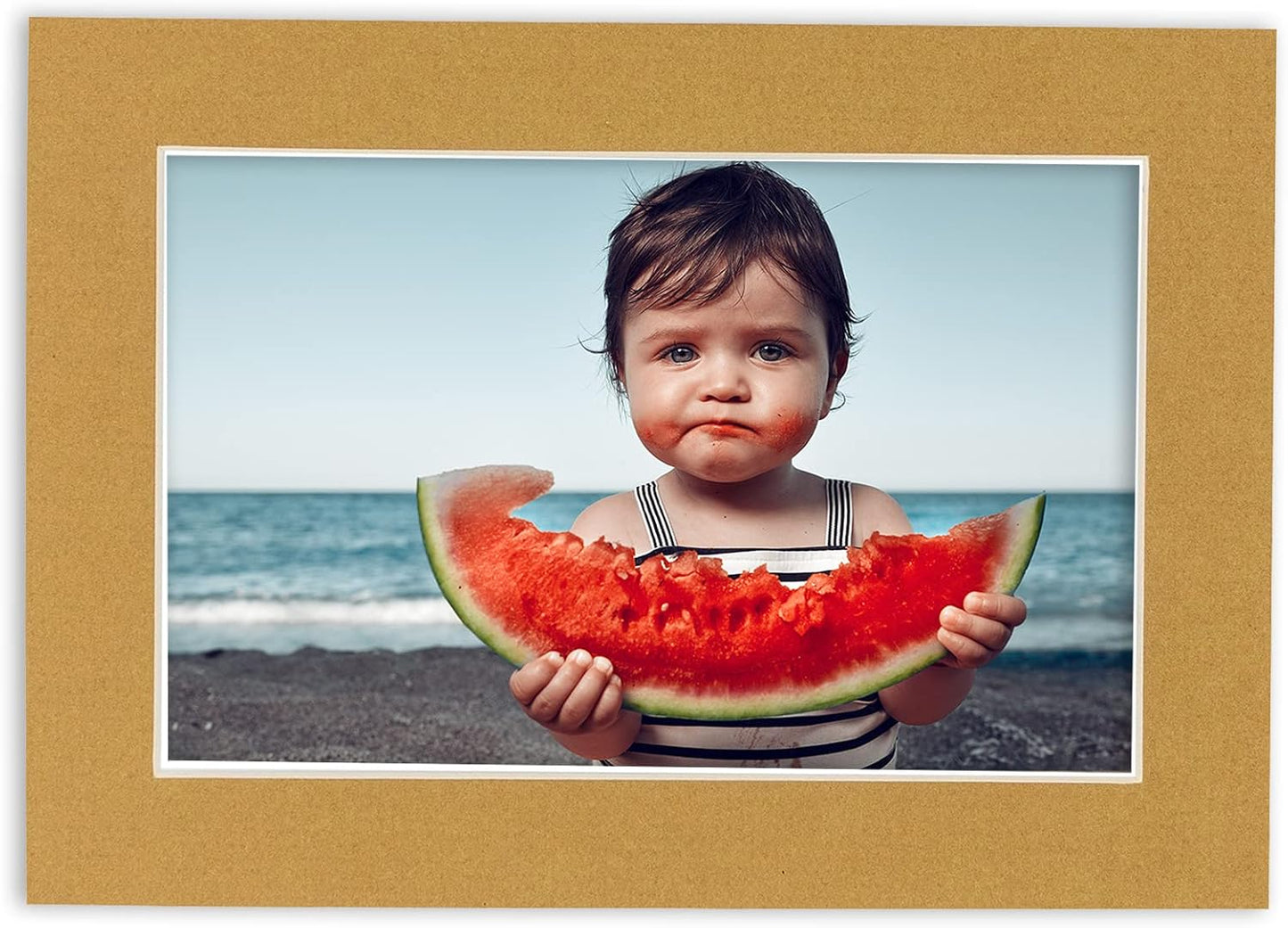 Pack of Ten Acid Free 8x10 Mats Bevel Cut for 5x8 Photos - Rattan Beige Precut Matboards With Backing Boards and Self Seal Photo Mat Bags For Pictures, Photos, Framing - 4-ply Thickness