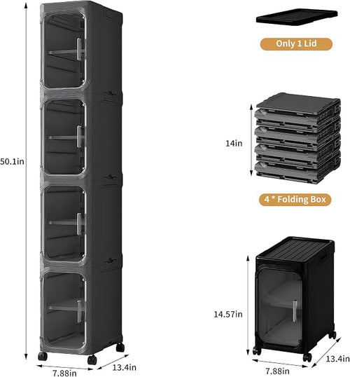 4-Tier Tall Narrow Storage Cabinet, Slim Bathroom Storage Cabinet - Image 2