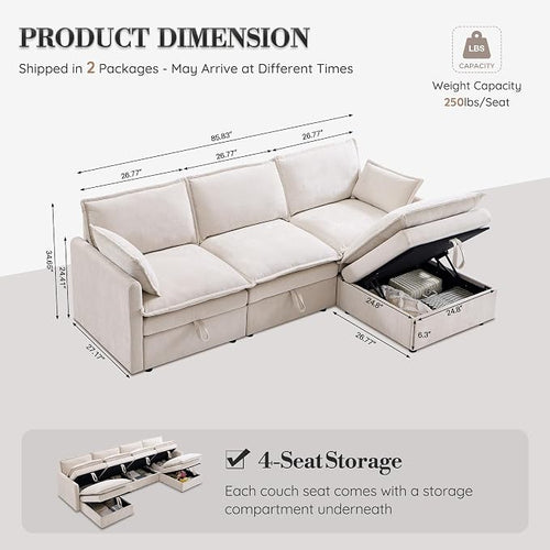 85.83" Modular Sectional Cloud Couches - Image 2