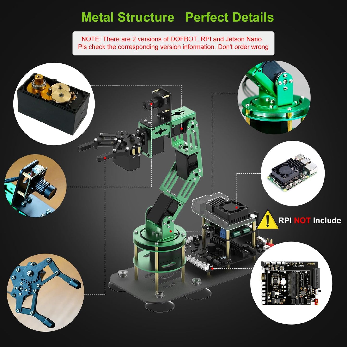 Yahboom Robotic Arm Kit with Raspberry Pi5 16GB RAM Python AI Electronic DIY Robot Building with Camera for Adults OpenCV (RPI-DOFBOT-Pi 5-16GB)