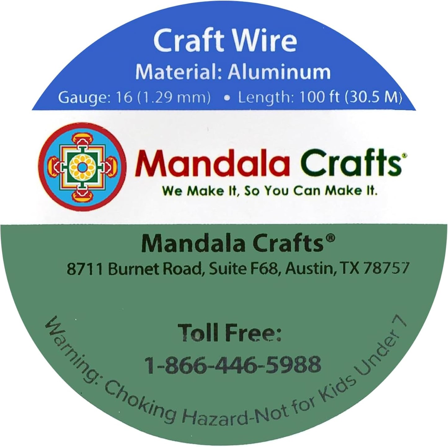 Mandala Crafts 16 Gauge Anodized Aluminum Craft Wire for Jewelry Making - 100 FT Colored Flexible Vivid Sky Blue Wire - Bendable for Bonsai Armature Crafting Sculpting