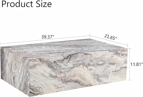 39.3'' Wood Coffee Table with Wood Grain, Rectangular Low Tables - Image 2