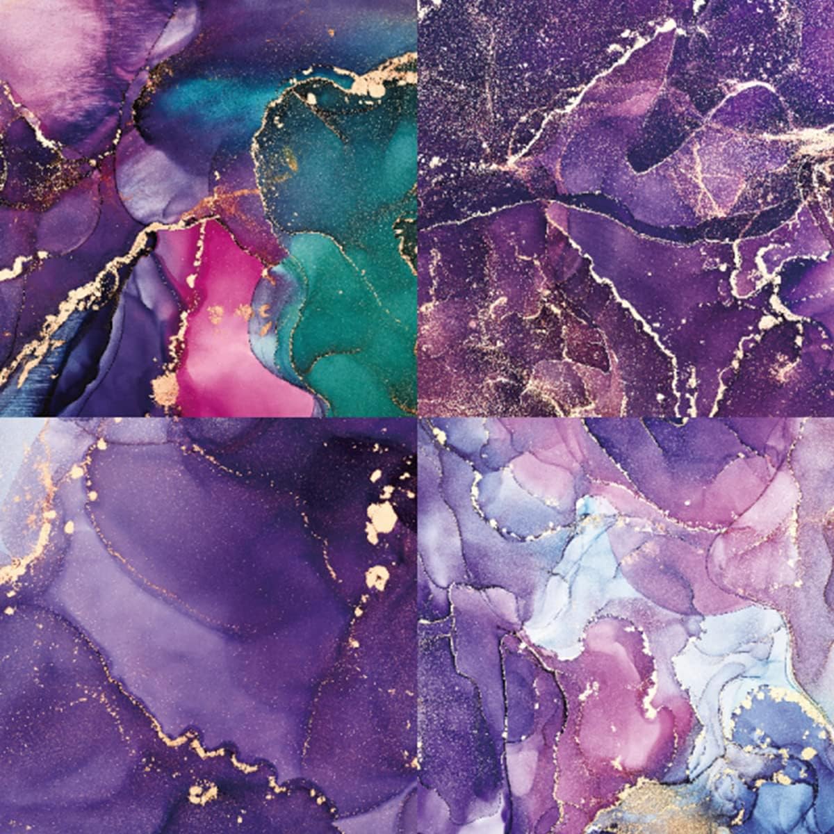 Colored Marble Scrapbook Paper Pad 6x6 – Rose Pink Purple Gold Patterned Paper Scrapbooking CardStock, Decorative Craft Origami Paper Junk Journal, Single-Sided Decopodge Paper Supplies-24Pcs