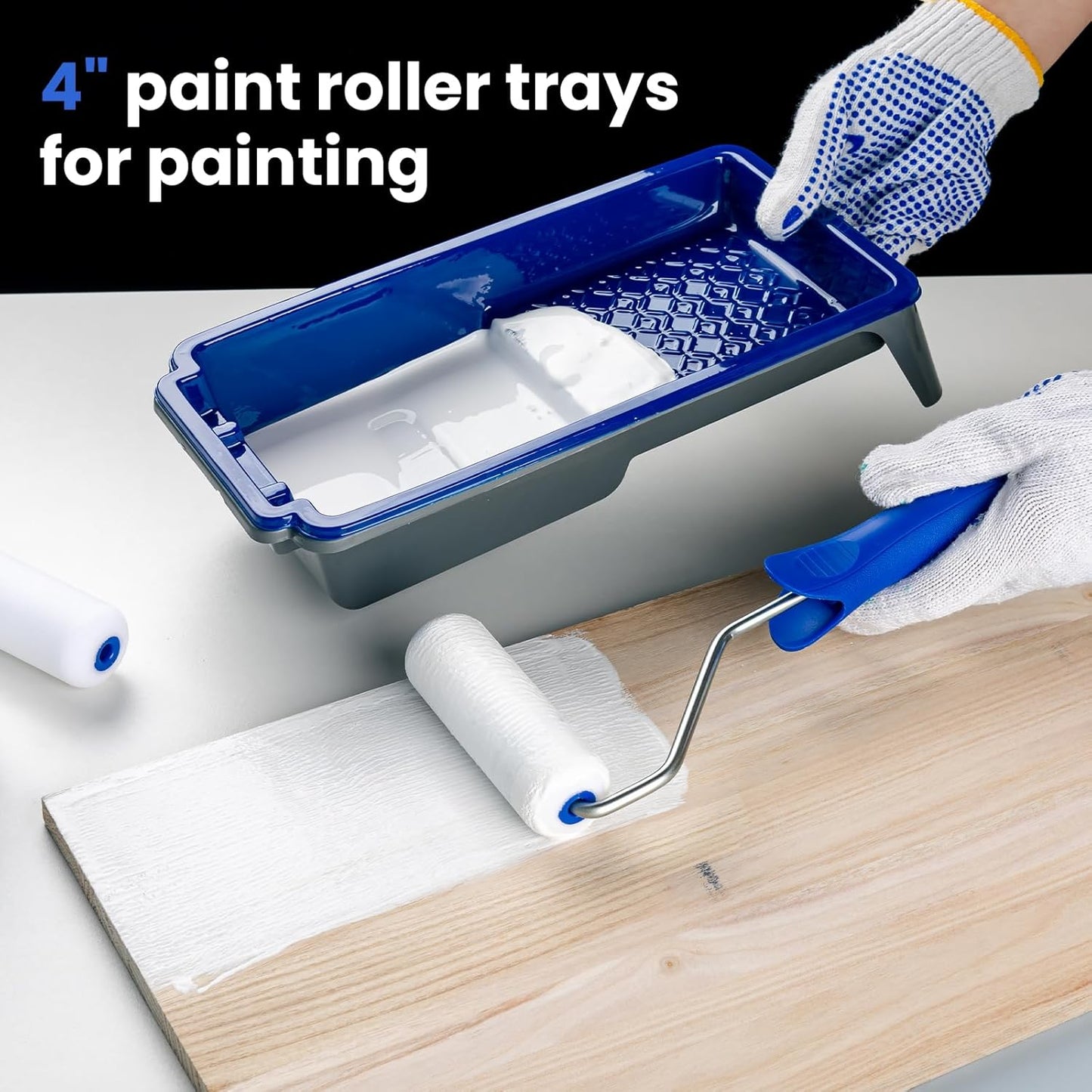 Mister Rui Paint Tray 4 Inch, 5 Pack, Plastic Paint Tray, Textured Paint Roller Tray, Small Paint Trays for Painting