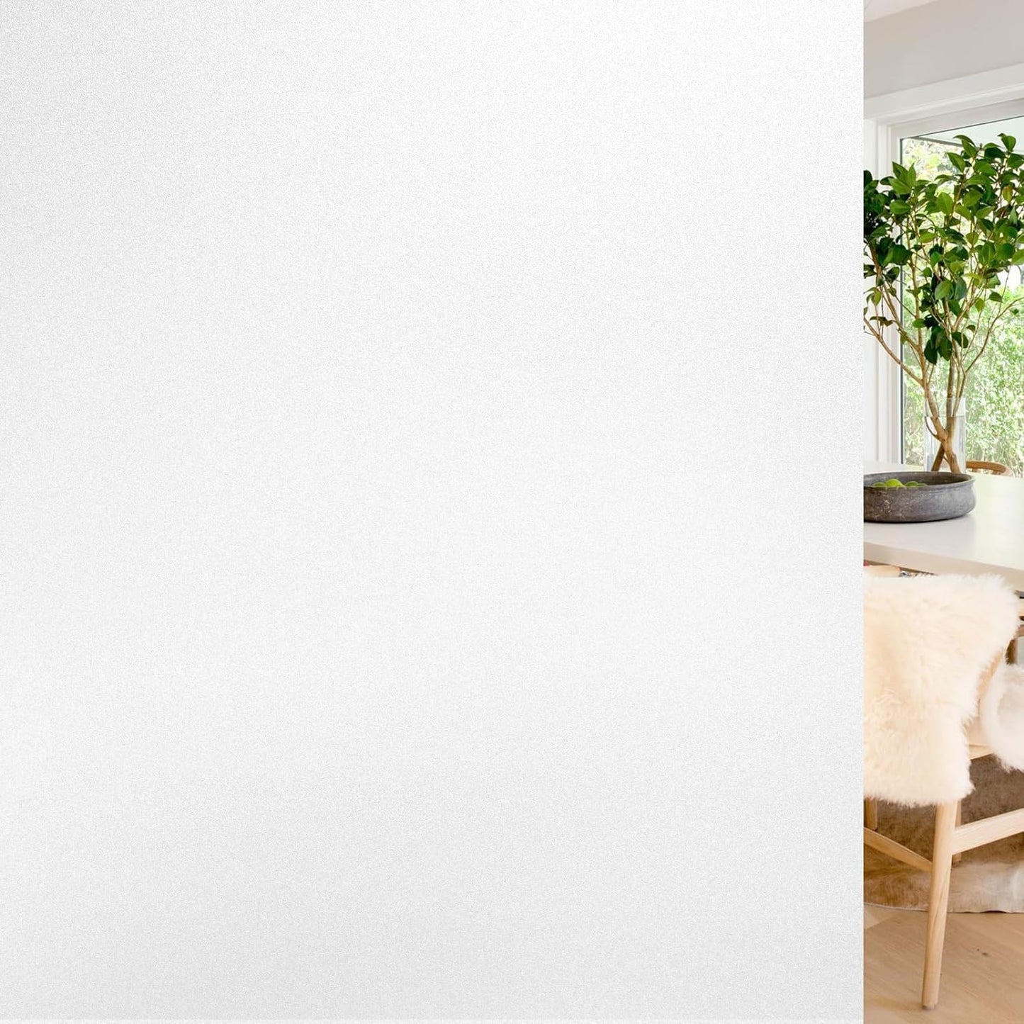 rabbitgoo Window Privacy Film, Non-Adhesive Frosted Glass Window Film for Bathroom, Static Cling Heat Blocking Stickers for Home Indoor Opaque Frosting Coverings House Tint, Matte White 29.5" x 157"
