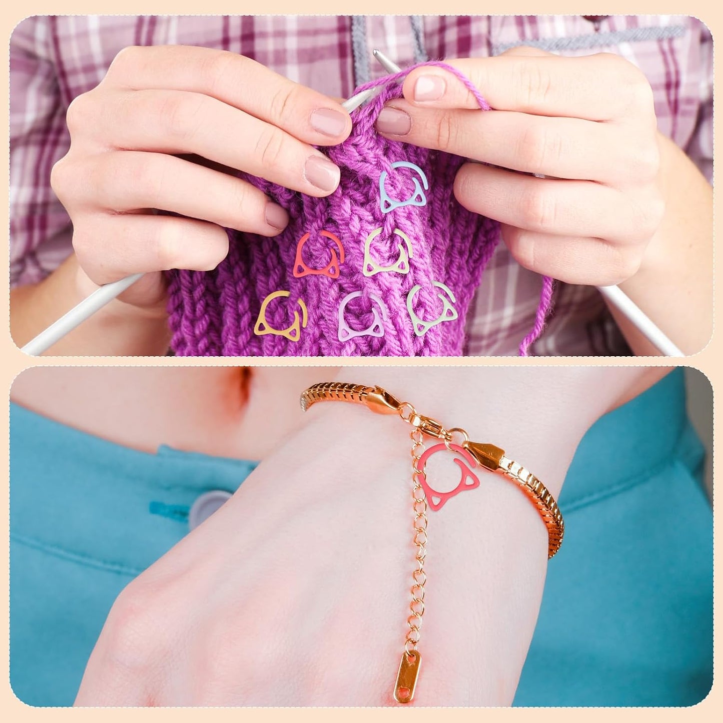 MBAIYO 48pcs Cat Stitch Markers for Crocheting, Cat Metal Crochet Stitch Marker Ring Multicolor Knitting Stitchs Markers Spiral Crochet Stitchs Marker Set for DIY Weaving Knitting Sewing Tools