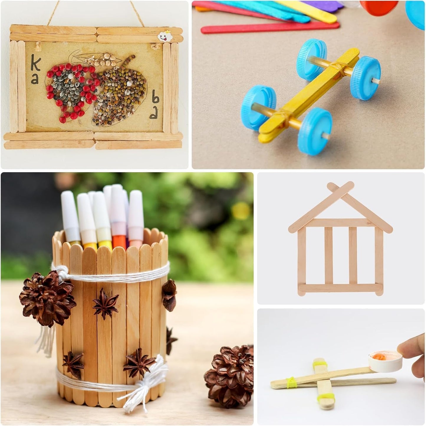3000pcs 4.5" Wooden Craft Sticks, Popsicle Sticks for Waxing, Ice Cream Sticks, Wooden Sticks for Crafts, Hair Removal and Waxing Supplies, Creative Designs and Home Art Projects