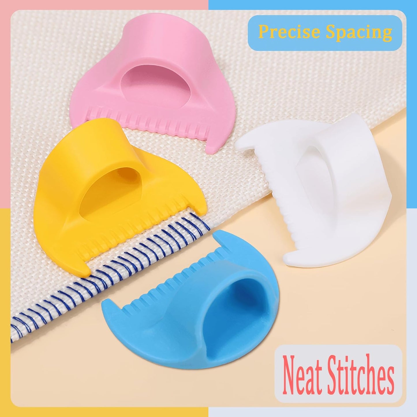 2 PCS Edge Lock Seam Guide, Mini Sewing Finger Ruler for Hand Sewing, DIY Sewing Kit Tool, Sewing Needle Gauge Measuring Guide White, 3mm+4mm