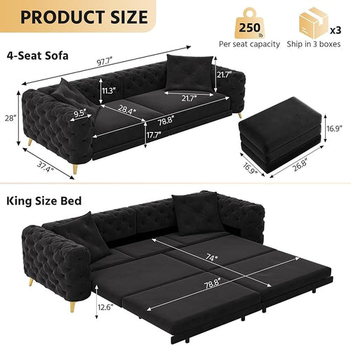 97.7" Convertible Queen Sleeper Sofa - Image 2