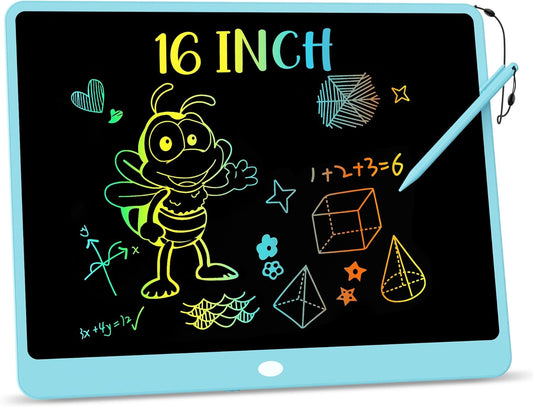 KOKODI LCD Writing Tablet, 16 Inch Colorful Doodle Board Drawing Tablet, Erasable Reusable Electronic Drawing Pads, Educational and Learning Toy for 3-6 Years Old Boy and Girls