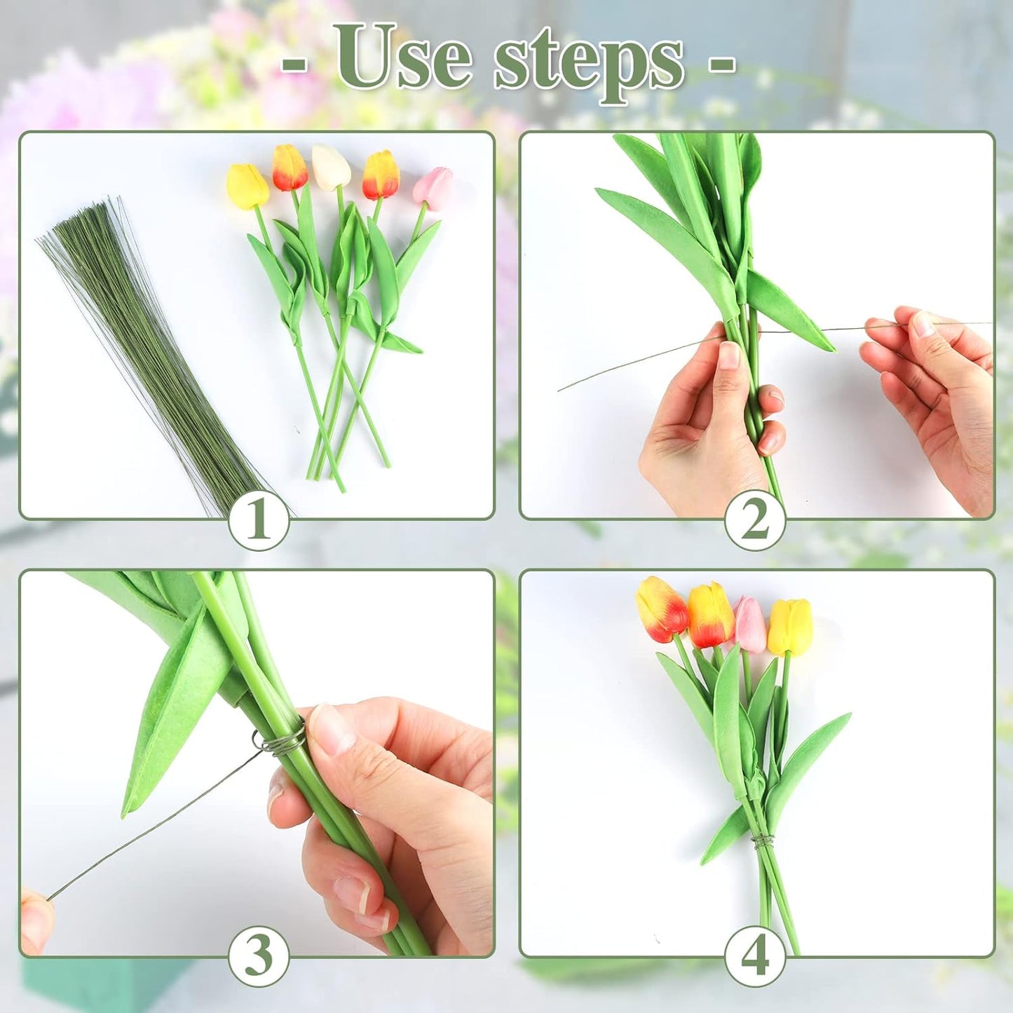 200 Pcs Floral Wire 26 Gauge Crafts Florist Green Floral Wire for Crafts Bouquet Stem Wreath Making Flower Arrangement Supplies (Green,14 Inch)