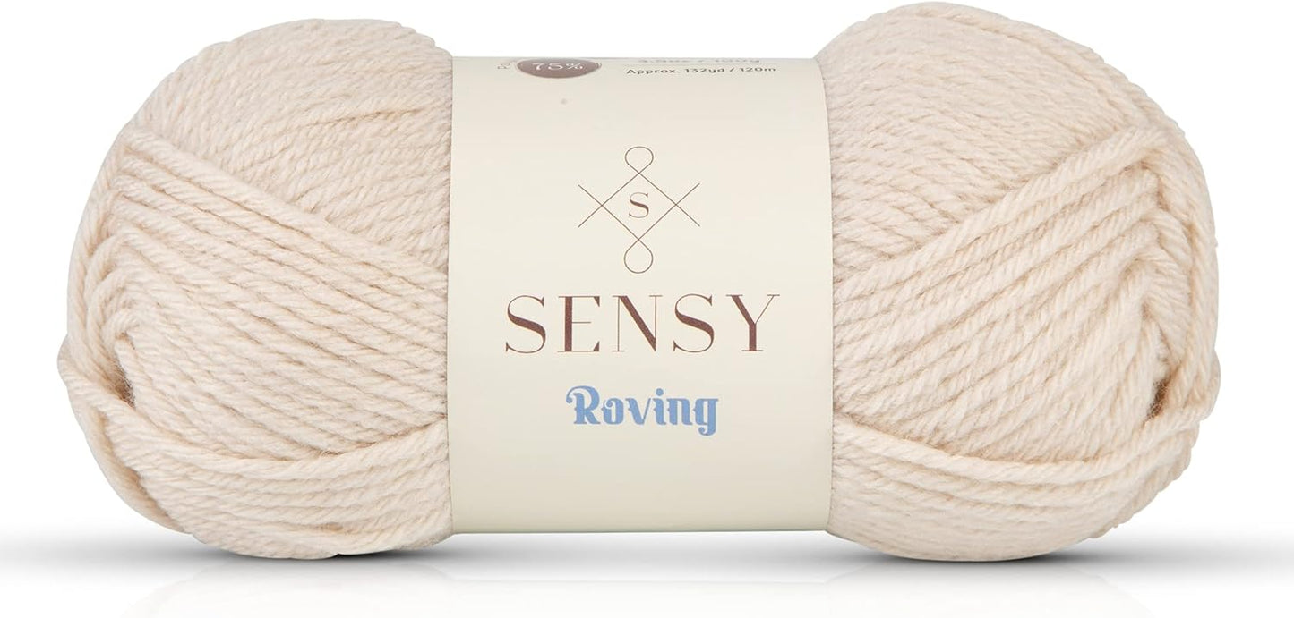 Sensy Roving Yarn, 3.5 oz, 132 Yards, Gauge 5 Bulky (Mushroom Beige)