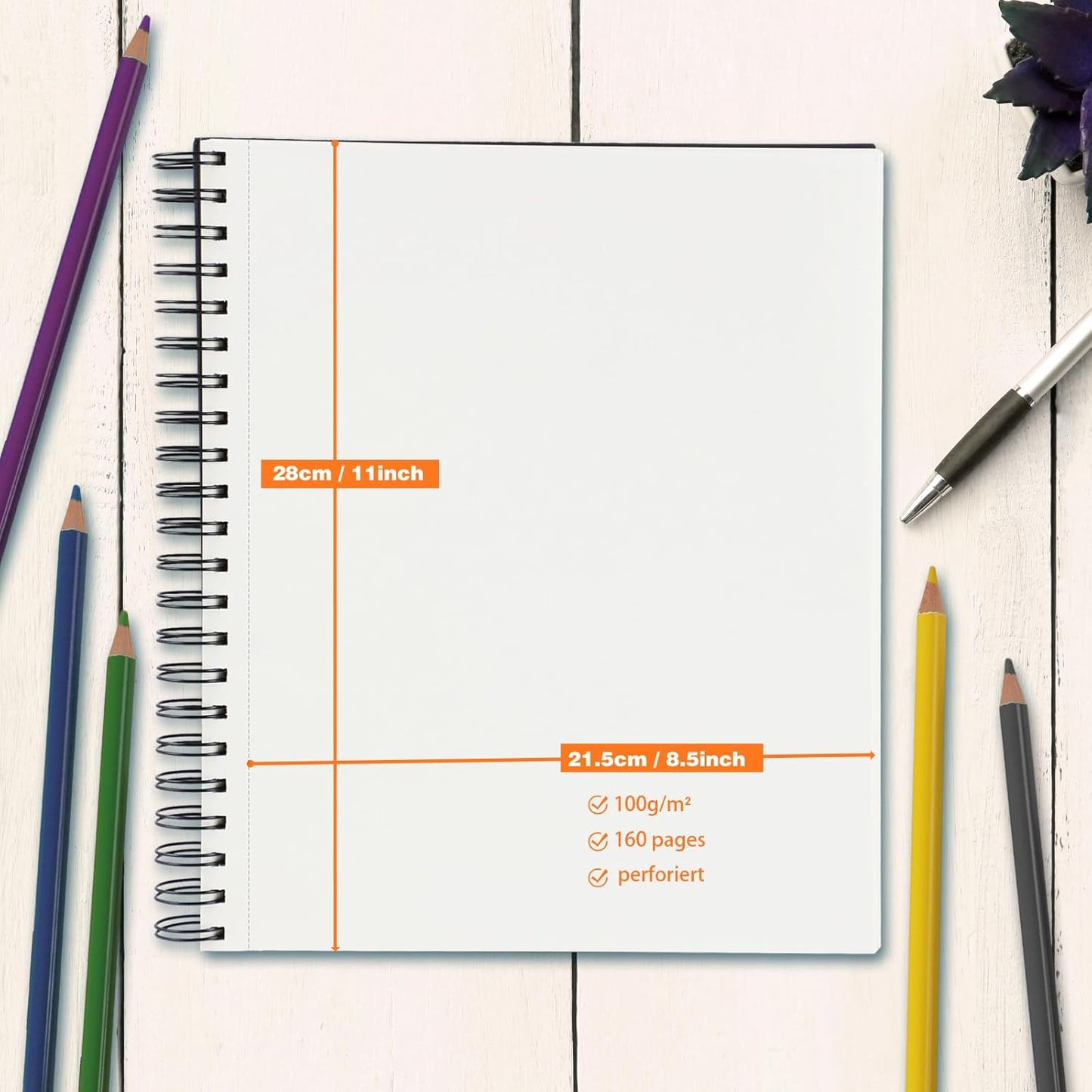 Sketch Book 9" x 11"，2 Pack 80-Sheets (68lb/100gsm)，Double-Sided Hardbound Sketchbook, Spiral Bound,Acid Free Painting Art Paper for Kids and Adults