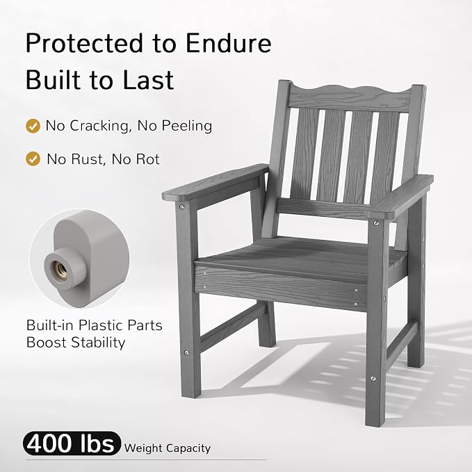 Stoog Outdoor Chairs Set of 2, All-Weather HIPS Patio Dining Chairs - Image 4
