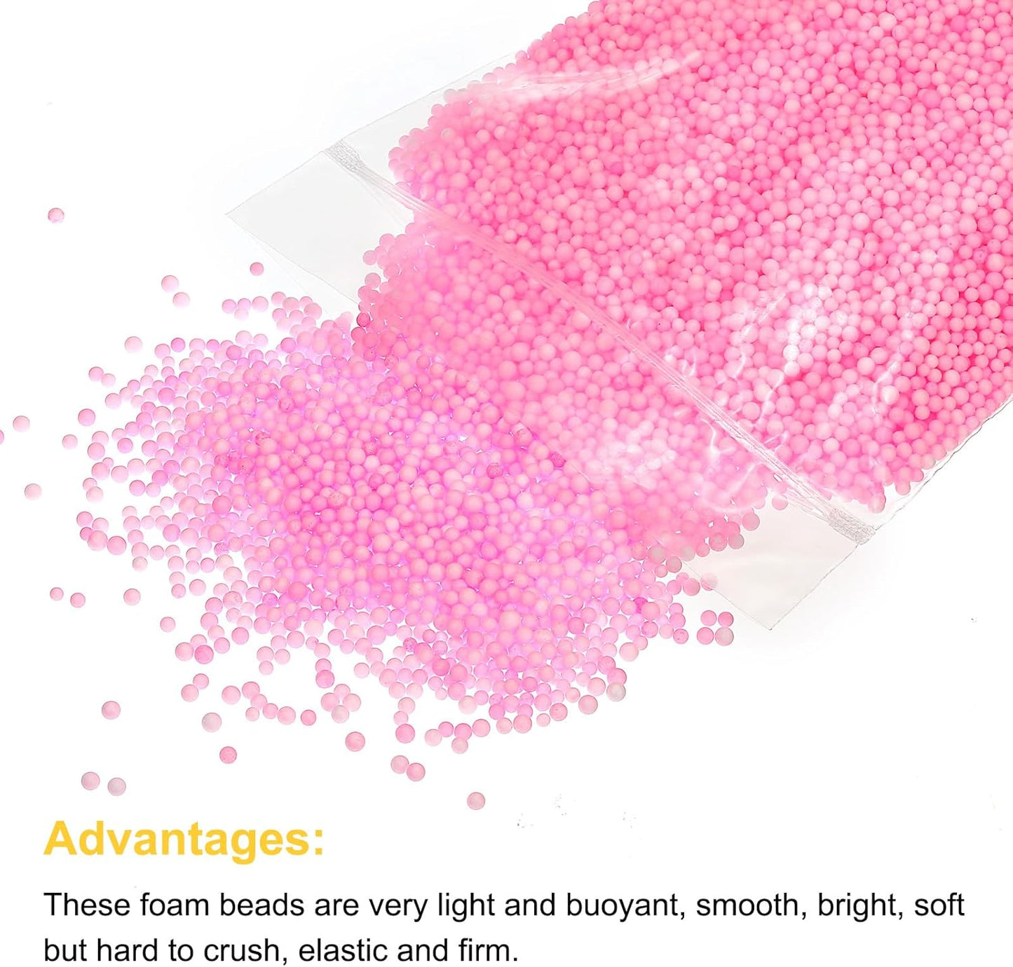 MECCANIXITY Foam Beads Foam Balls 2-3mm for Wedding and Party Decorations, Tiny Packing Balls, Arts DIY Crafts Supplies (Pink,1 Pack Approx 8000pcs)