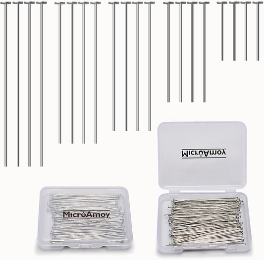 150pcs Silver Filled Flat Head Pins Non Tarnish Craft Earring Bracelet Jewelry Making Accessories Supplies (30mm (1.18in), Silver-Flat Head Pin)
