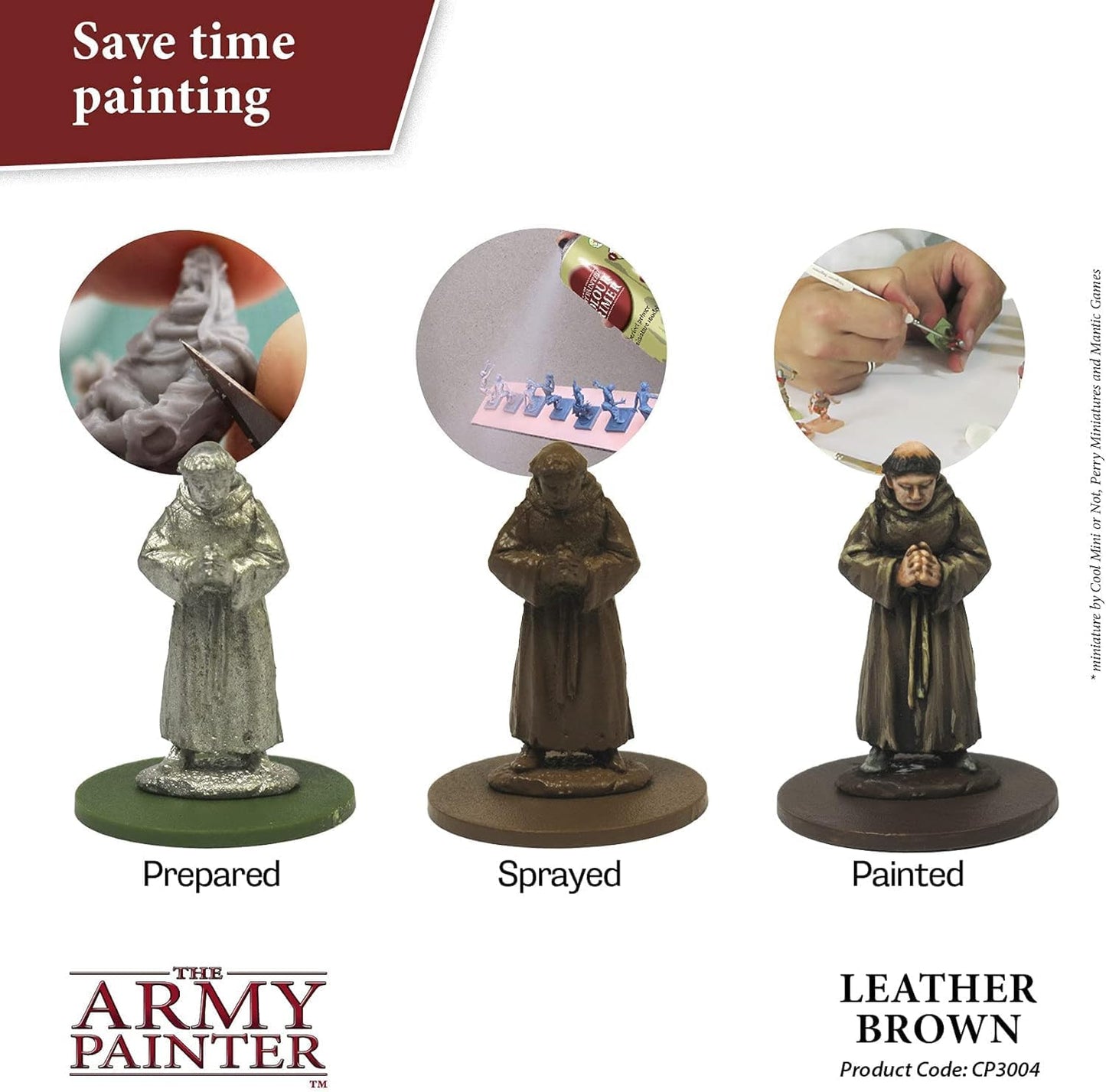 The Army Painter Color Primer Spray Paint, Leather Brown, 400ml, 13.5oz - Acrylic Spray Undercoat for Miniature Painting - Spray Primer for Plastic Miniatures