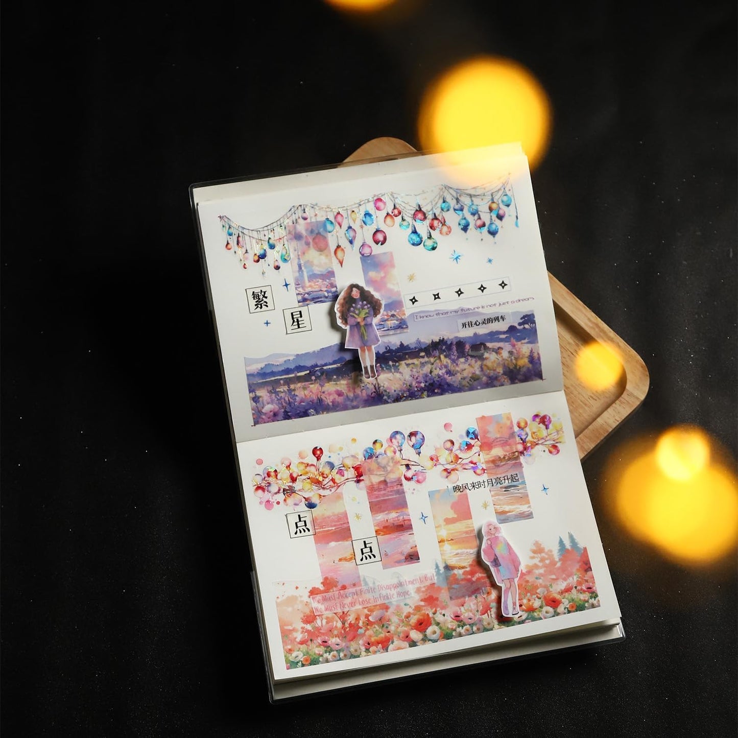 PET Tpae Stickers for Journaling,3 Rolls Christmas Lighting Washi Tape Stickers for Scrapbooking,Junk Journal Supplies,DIY Craft,Gift Wrap,Notebook,Phone Case(Night Light)