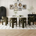 Modern Sherpa Dining Chairs Set of 6, Upholstered Barrel Chairs by QUINJAY