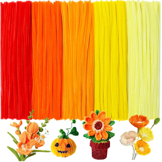 Veramz 500PCS Pipe Cleaners Craft - Orange Pipe Cleaners Craft Bulk Supplies,Chenille Stems for Kids and Adults DIY Arts Crafts Project