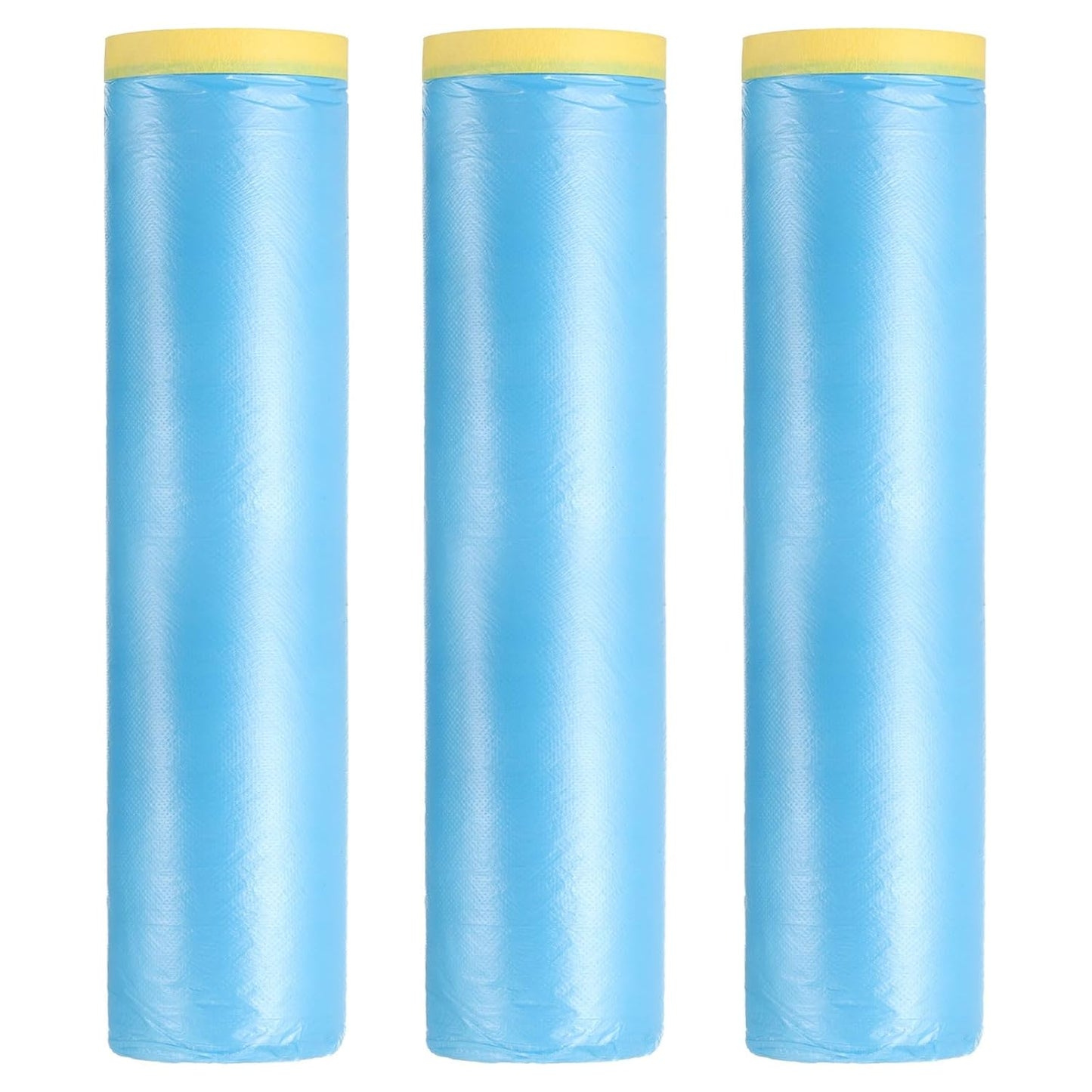 uxcell Pre-Taped Masking Film, 7.9ft x 82ft Plastic Paint Drop Cloth with Medium-Tack Painters Tape for Painting Spraying Protection Blue Film 3Pcs