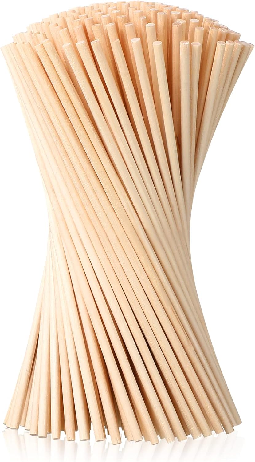 EBOOT 100 Pcs Wooden Dowels Rods 1/8 x 6 Inch Round Wooden Sticks for Crafts Unfinished Hardwood Sticks Dowel Rods Assortment for Crafting Cake Dowels & DIY Project