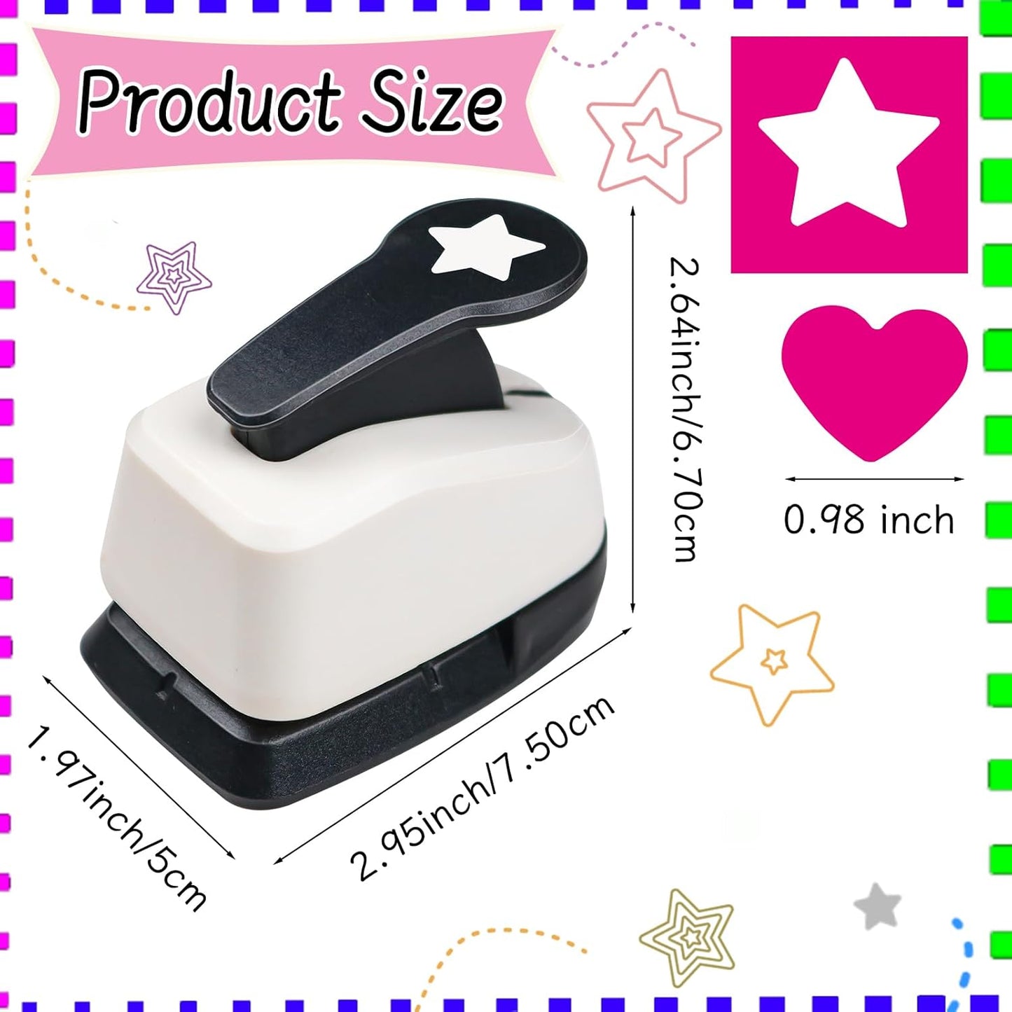 Star Hole Punch, Star Paper Punch, Stars Punches for Paper Crafts, StarPuncher for Crafts, 1 inch Stars Shaped Hole Punches, Crafts Puncher for Scrapbooking DIY Papers Projects