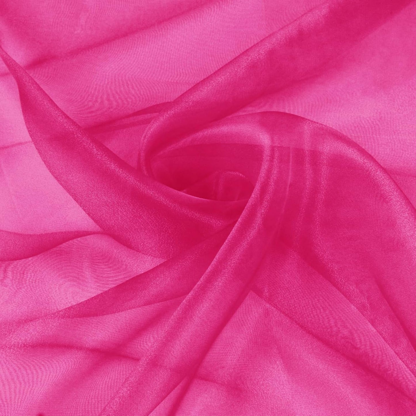 VACVELT Sheer Organza Fabric by The Yard, 60 Inch Wide Hot Pink Organza Fabric Bolt Bridal Sheer Tulle Fabric, Silk Organza Fabric Roll for Wedding Party Decorations Backdrop Curtain (10 Yards)