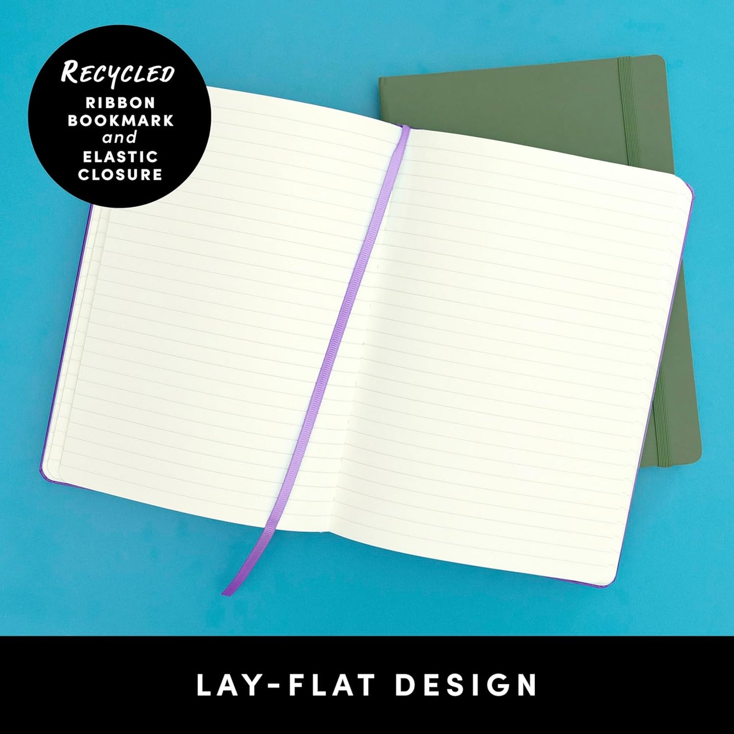 PAPERAGE Recycled Lined Journal Notebook, (Olive), 160 Pages, Medium 5.6 in x 8 in - 100 GSM Thick Paper – College Ruled, Hardcover Journaling Notebook for Work, School & Note Taking