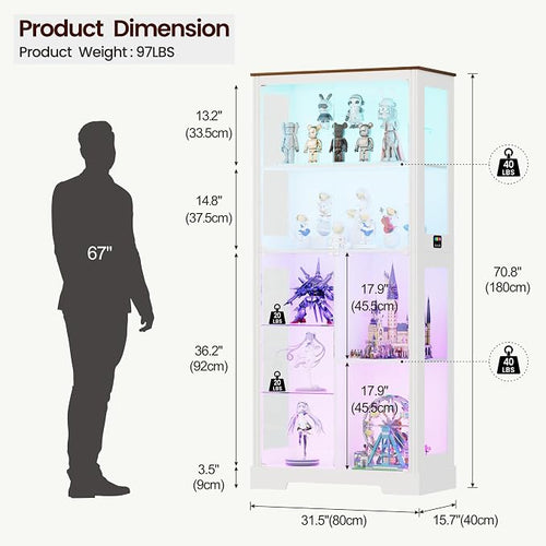 71” Glass Display Cabinet with RGB Light - Image 2