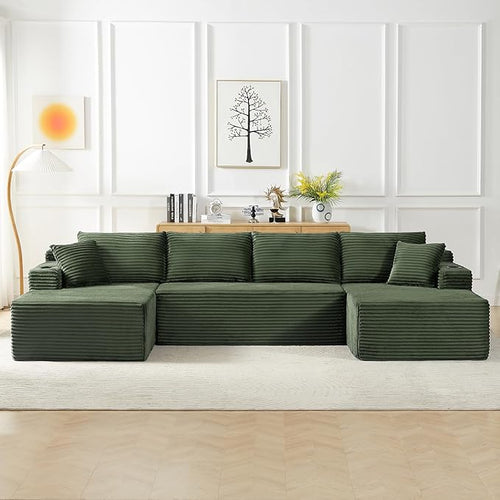 134 Inch Modular Sectional Sleeper Sofa, Boneless Cloud Couch by HANXIN