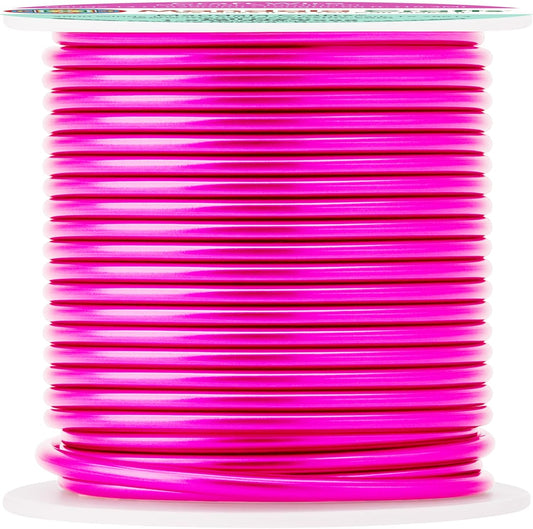 Mandala Crafts 13 Gauge Anodized Aluminum Craft Wire for Jewelry Making - 60 FT Colored Flexible Hot Pink Wire - Bendable for Bonsai Armature Crafting Sculpting