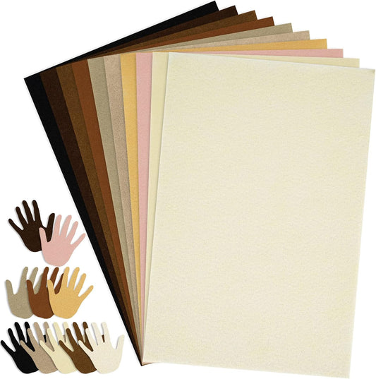 Whaline 20Pcs Fall Felt Fabric Sheets Skin Tone Soft Thick Assorted Cream Brown Craft Felt Pack for Autumn Thanksgiving DIY Craft Sewing Patchwork Art Projects, 10 Colors, 7.9 x 11.8 Inch