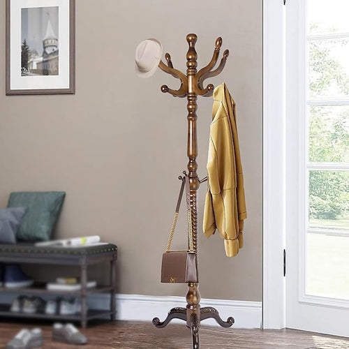 74" Wooden Coat Rack Stand, Coat Racks Freestanding by Unknown